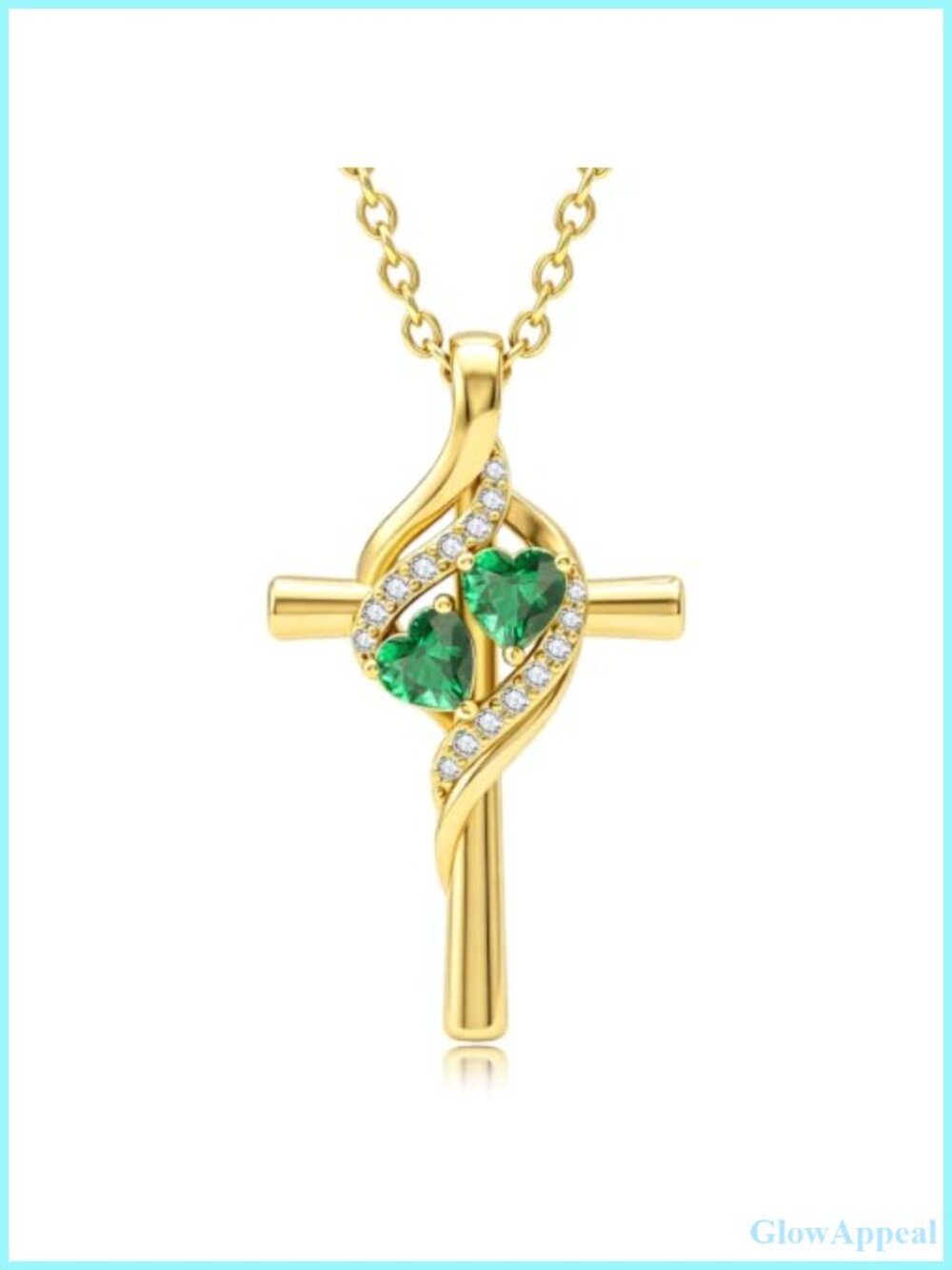14K Gold Plated Cross Necklace Double Birthstone Gift for Her